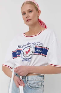 Guess t-shirt bawełniany kolor biały - Koszulki sportowe damskie - miniaturka - grafika 1