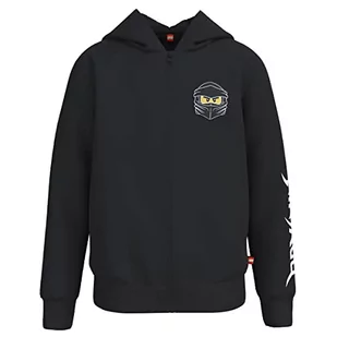 LEGO Chłopięca bluza Ninjago Jungen z kapturem LWStorm 100 kardigan sweter, 995 czarny, 110 - Bluzy damskie - miniaturka - grafika 1