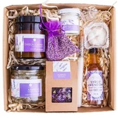 Zestawy upominkowe - KOSZ PREZENTOWY PREZENT UPOMINEK lawendowy napar syrop świeca sojowa dla niej kobiety Mamy Babci Nauczycielki - miniaturka - grafika 1