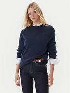 Swetry damskie - Tommy Hilfiger Sweter WW0WW46438 Granatowy Regular Fit - miniaturka - grafika 1