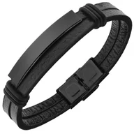 Bransolety męskie - Bransoletka z GRAWEREM męska / damska skórzana bla - miniaturka - grafika 1
