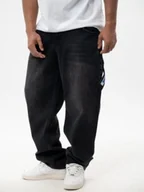 Spodnie męskie - Spodnie Jeansowe Baggy 6 Kieszeni Cargo Męskie Czarne Jigga Wear XL - miniaturka - grafika 1