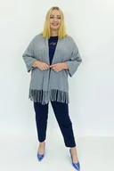 Swetry damskie - Popielaty Długi Kardigan Narzutka z Frędzlami L/XL - miniaturka - grafika 1