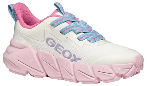Geox J Flexyper Fast Girl Sneakersy dziewczęce, Biały, różowy, 32 EU