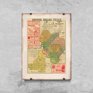 Plakaty - Plakat w stylu vintage Stara mapa Dallas w Teksasie - miniaturka - grafika 1