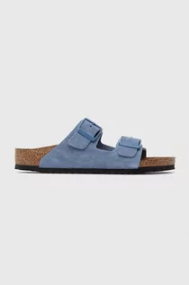 Buty dla chłopców - Birkenstock klapki zamszowe dziecięce Arizona Kids VL kolor niebieski - grafika 1