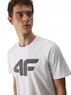 Koszulki męskie - Koszulka Męska 4f Gładka Tshirt Bawełna Biała Prezent 1844 10s R. Xxl - miniaturka - grafika 1