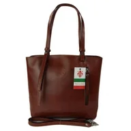 Torebki damskie - Torebka na ramię Vera Pelle ,Włoski skórzany kuferek format A4, Brązowa KM446M - miniaturka - grafika 1