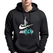 Bluzy męskie - Bluza Męska Czarna Z Kapturem Just Rick It Sportowe Super Wzory - L - miniaturka - grafika 1