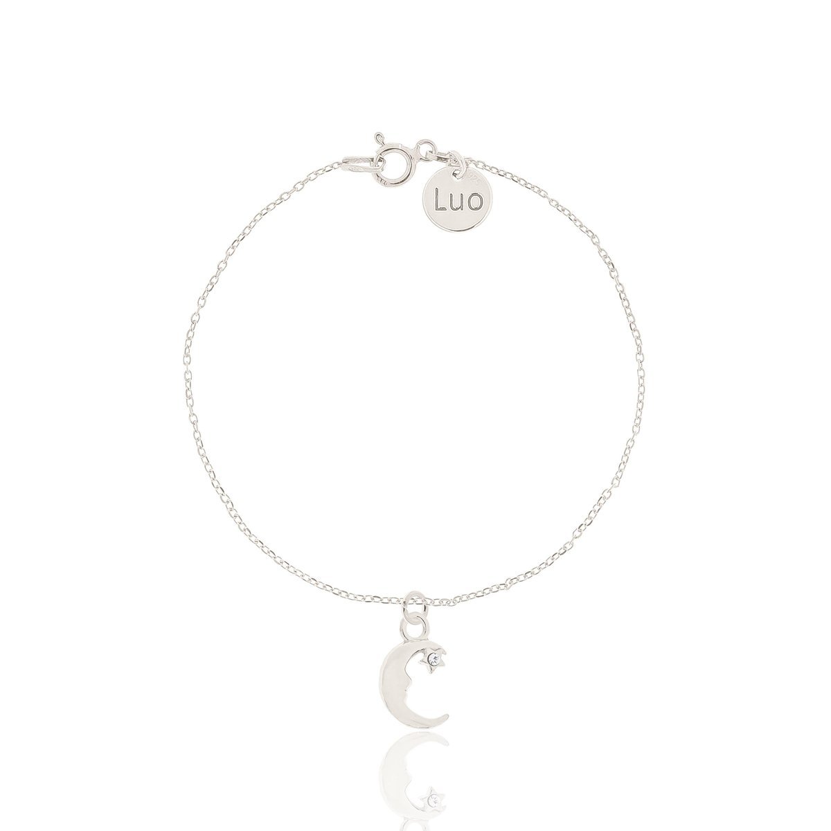 Bransoletka srebrna z księżycem i kryształkiem