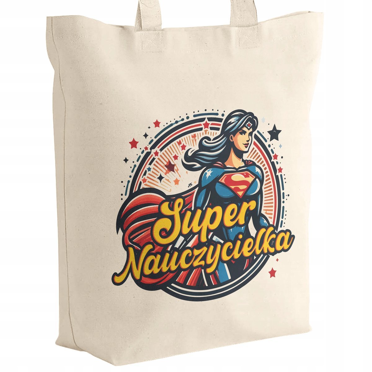 Torba bawełniana z dnem Dzień Nauczyciela Super Nauczycielka Prezent