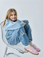 Spodnie i spodenki dla dziewczynek - Reserved - Jeansy wide leg z lampasami - niebieski - miniaturka - grafika 1