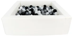 Kwadratowy suchy basen z ekoskóry z 300 piłeczkami (biały/czarny, biały, szary, srebrny) - Suche baseny - miniaturka - grafika 1