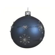 Bombki - Bombka szklana dekorowana mat granatowa 8 cm - miniaturka - grafika 1