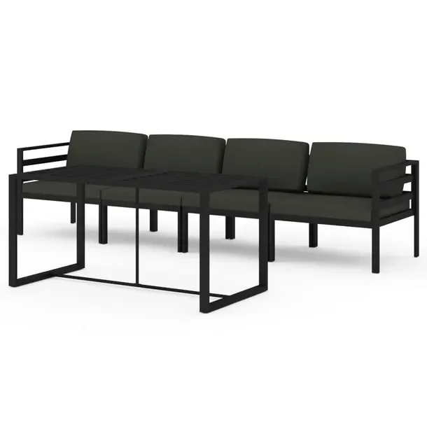 Aluminiowy zestaw wypoczynkowy antracytowy, modułowy, stół 120x60x66 cm