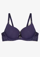 Biustonosze - Granatowy Biustonosz Push Up z Ozdobnym Haftem Emalinore - miniaturka - grafika 1