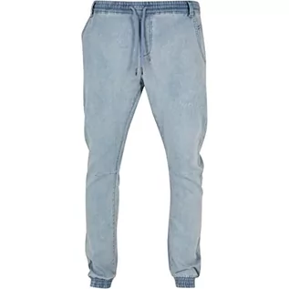 Spodnie męskie - Urban Classics dzianinowe spodnie jeansowe, spodnie męskie, Lighter Washed, - grafika 1