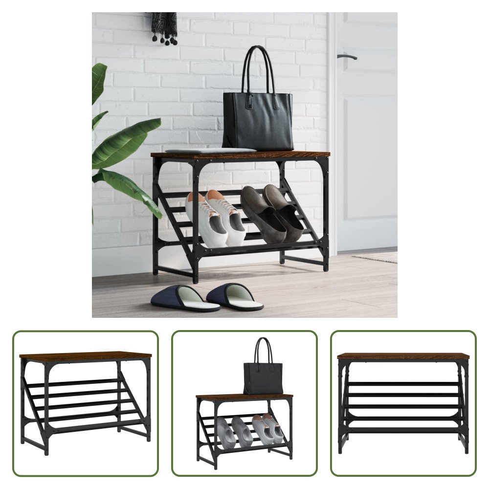 The Living Store Stojak na buty brązowy dąb 60x30x45 cm materiał drewnopochodny