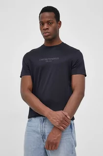 Koszulki męskie - Emporio Armani t-shirt męski kolor granatowy gładki - grafika 1