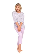 Piżamy damskie - PIŻAMA DAMSKA L RĘKAW 7/8 ROZPINANA Z KIESZENIAMI FIOLETOWA BAWEŁNIANA - miniaturka - grafika 1