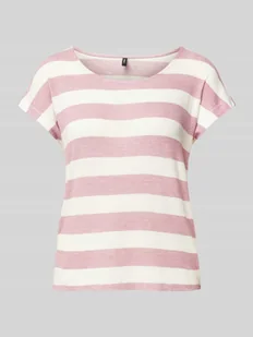 T-shirt o kroju relaxed fit z mieszanki wiskozy model ‘WIDE STRIPE’ - Koszulki i topy damskie - miniaturka - grafika 1