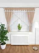 Firany - FIRANA GOTOWA Z ZASŁONAMI BRĄZOWA FIRANY DO KUCHNI DO SALONU WOAL ZASŁONY - miniaturka - grafika 1