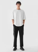 Spodnie męskie - Męskie spodnie materiałowe cargo Outhorn OTHWAW24TTROM0893 - czarne - miniaturka - grafika 1