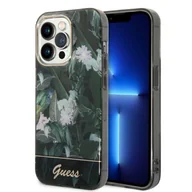 Etui i futerały do telefonów - Guess GUHCP14LHGJGHA iPhone 14 Pro 6,1" zielony/green hardcase Jungle Collection - miniaturka - grafika 1