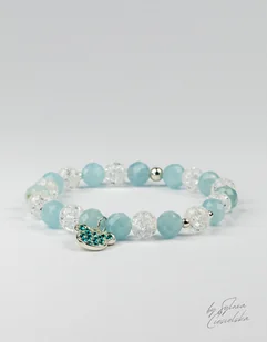 Unikatowa Bransoletka Damska z Kamieni Naturalnych Akwamaryn i Kwarc - Bransoletki - miniaturka - grafika 1