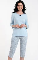 Piżamy damskie - Piżama damska z rękawem i nogawką 3/4 Salli, Kolor niebieski, Rozmiar S, Italian Fashion - Primodo.com - miniaturka - grafika 1