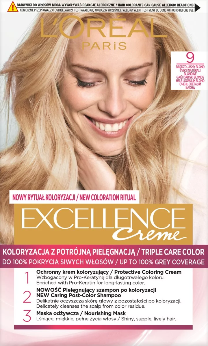 Loreal Excellence Creme 9 Bardzo Jasny Blond