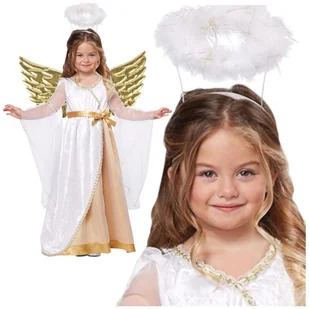 STRÓJ ANIOŁ ANIOŁEK PRZEBRANIE ZESTAW SKRZYDŁA AUREOLA JASEŁKA 130-140 - Moda i Uroda OUTLET - miniaturka - grafika 1