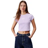 Koszulki i topy damskie - Koszulka damska Calvin Klein Jeans Baby bawełniana fioletowa-XL - miniaturka - grafika 1