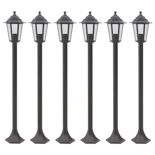 vidaXL Lampy ogrodowe, 110 cm, E27, aluminium, 6 szt., brązowe - Lampy ogrodowe - miniaturka - grafika 1