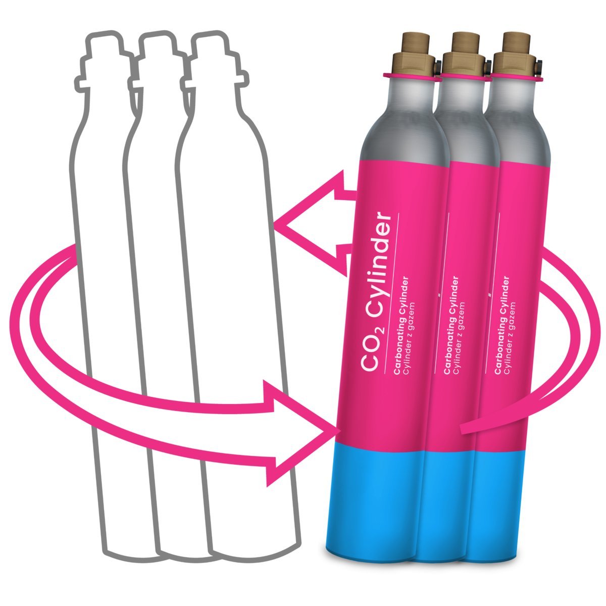 Gaz CO2 do naboju różowego Quick Connect dla saturatorów, 3 sztuki