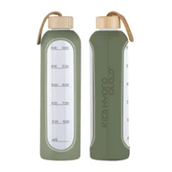 Shakery i bidony sportowe - BUTELKA SZKLANA NA WODĘ TRENING MOTYWACYJNA BIDON KICA HYDRO GLASS 1L OLIV - miniaturka - grafika 1