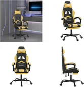 Fotele gamingowe - vidaXL Fotel gamingowy z podnóżkiem obrotowy czarno-złota imitacja skóry - Fotel gamingowy - Fotele gamingowe - Fotel biurowy - Krzesło - miniaturka - grafika 1