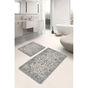 Szare dywaniki łazienkowe zestaw 2 szt. 60x100 cm – Mila Home - Dywaniki łazienkowe - miniaturka - grafika 1