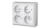 Gniazdka elektryczne - Gniazdo poczwórne, czterokrotne natynkowe z uziemieniem, IP20, białe, GAO 20457 - miniaturka - grafika 1