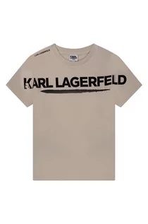 Koszulki i topy damskie - Karl Lagerfeld Lagerfeld Lagerfeld t-shirt bawełniany dziecięcy kolor beżowy z nadrukiem - grafika 1