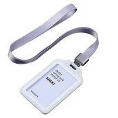 Identyfikatory - Holder na identyfikator ze smyczą Dezhi – stylowy i praktyczny SZARY - miniaturka - grafika 1