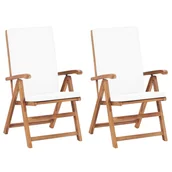 Fotele i krzesła ogrodowe - vidaXL Rozkładane krzesła ogrodowe z poduszkami, 2 szt., drewno tekowe - miniaturka - grafika 1