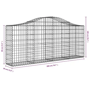VIDAXL Kosze gabionowe, 4 szt, 200x30x80/100 cm, galwanizowane żelazo - Ogrodzenia - miniaturka - grafika 7