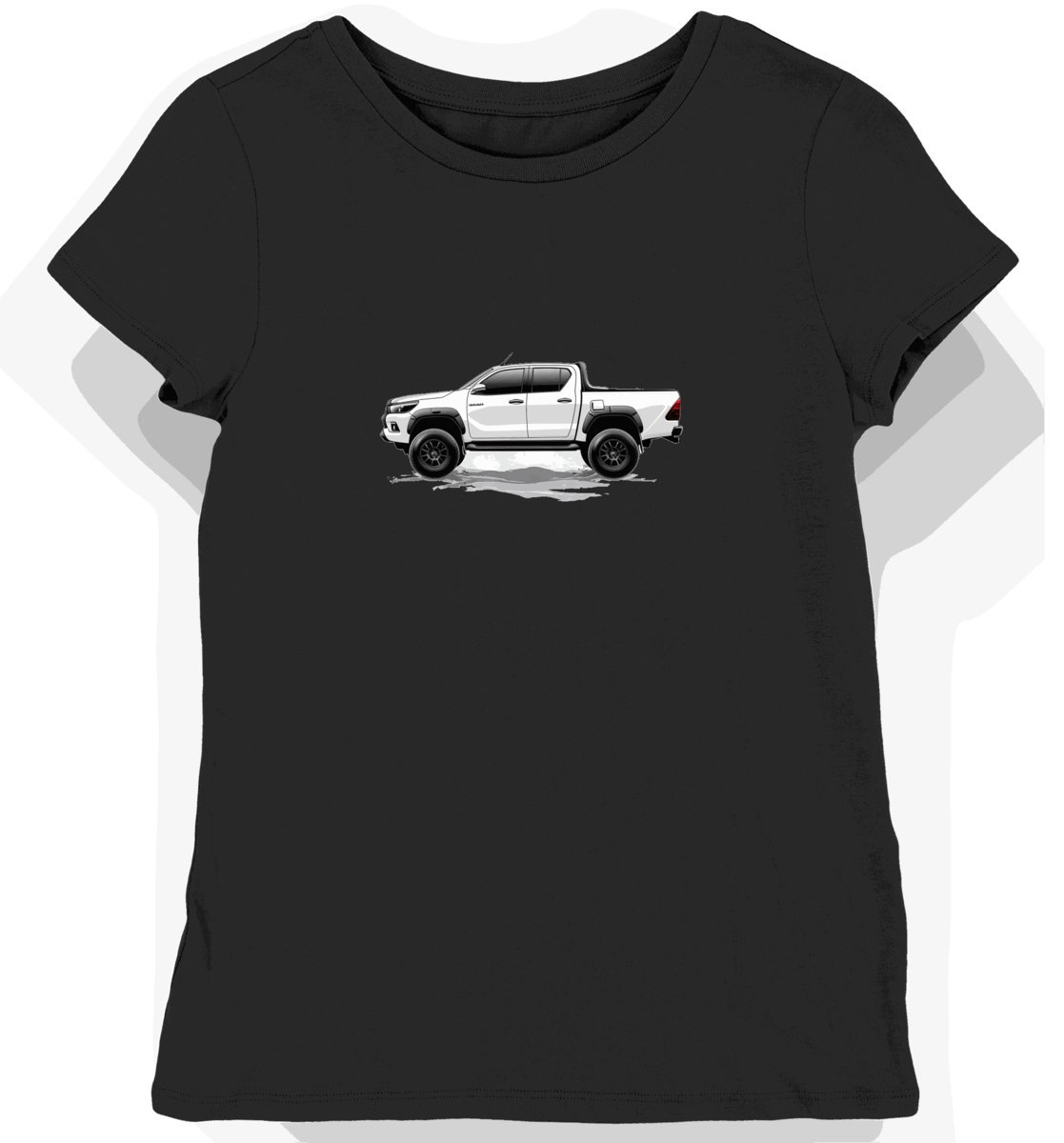 Koszulka damska czarna z eleganckim motywem Toyoty Hilux L