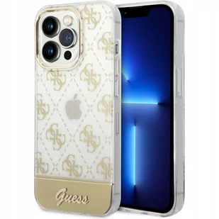 Guess GUHCP14XHG4MHG iPhone 14 Pro Max 6,7" złoty/gold hardcase 4G Pattern Script - Etui i futerały do telefonów - miniaturka - grafika 1