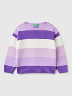 Bluzy i sweterki niemowlęce - Benetton Sweter w kolorze fioletowym - miniaturka - grafika 1