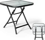 Ławy i stoliki kawowe - Składany szklany stolik zewnętrzny, stolik kawowy, stolik patio do jadalni, przenośny, bez instalacji, stolik ogrodowy do użytku na zewnątrz (kwadratowy) - miniaturka - grafika 1
