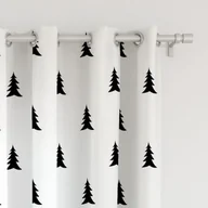 Zasłony - Zasłona WINTER  wzór BN05 | czarne, skandynawskie choinki 150 x 230 cm tkanina standard - miniaturka - grafika 1