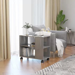 vidaXL vidaXL Stolik na wysoki połysk, szary, 70x35x55 cm, płyta wiórowa - Ławy i stoliki kawowe - miniaturka - grafika 1