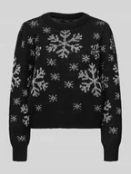 Swetry damskie - Sweter świąteczny o kroju regular fit ze wzorem na całej powierzchni model ‘NEWSNOWFROST’ - miniaturka - grafika 1